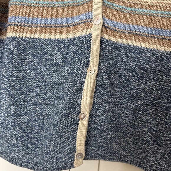 L.L. Bean Knit Striped Button Front Cardigan Sweater Women’s Sz Med 100% Cotton - Picture 2 of 12